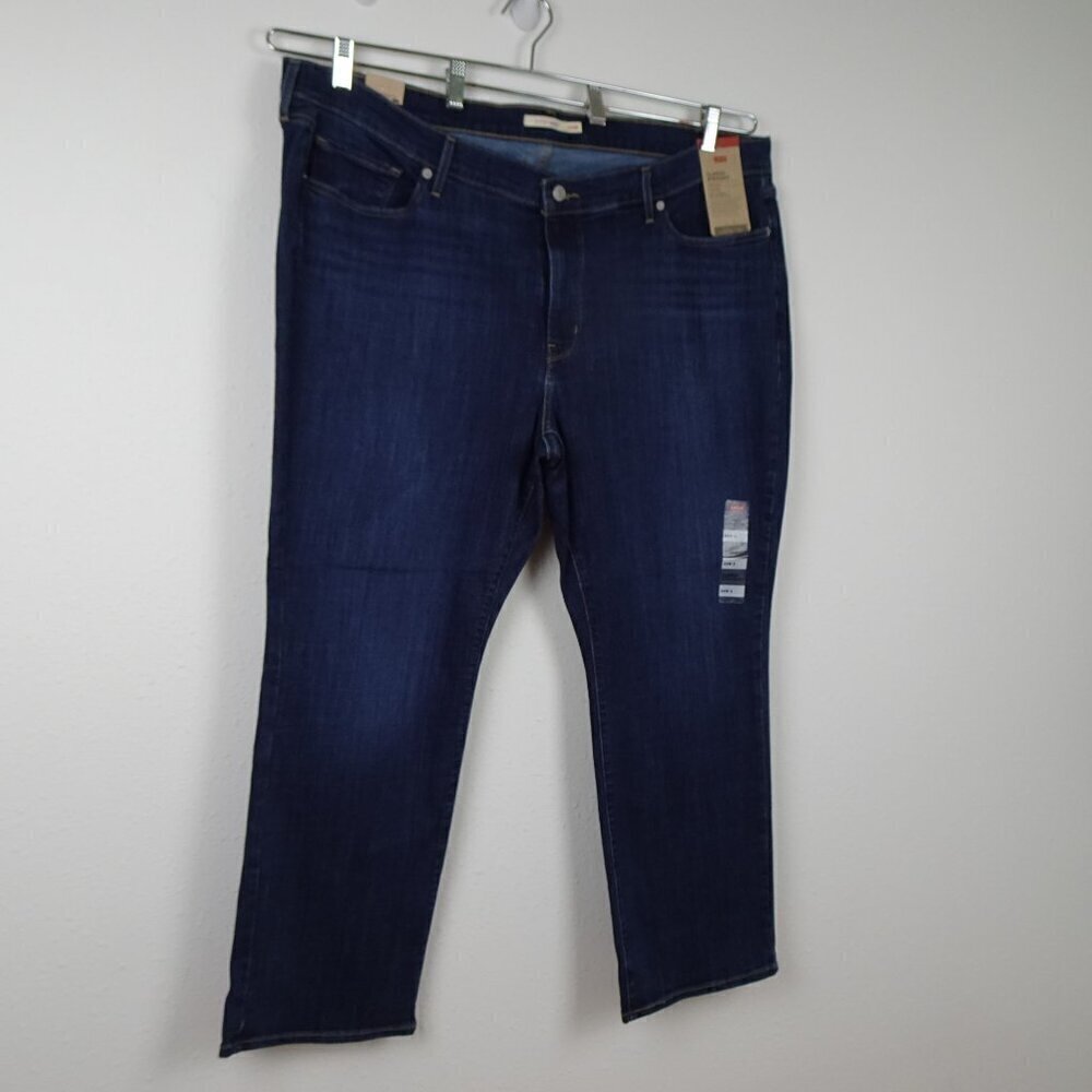 Levi's Stretch Jeans Women's Plus Size 24W Short Blue Denim Straight Leg - Picture 3 of 12